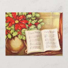 Cartão Postal De Festividades Piano de Vintage, Natal Silencioso