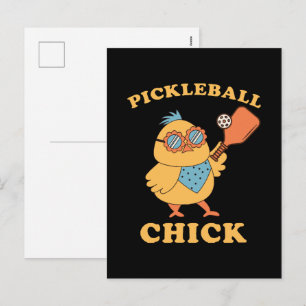 Cartão Postal De Festividades Pickleball Chick - retrô