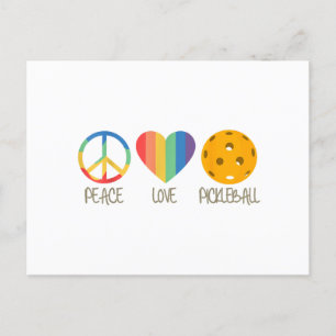Cartão Postal De Festividades Pickleball de Paz e Amor