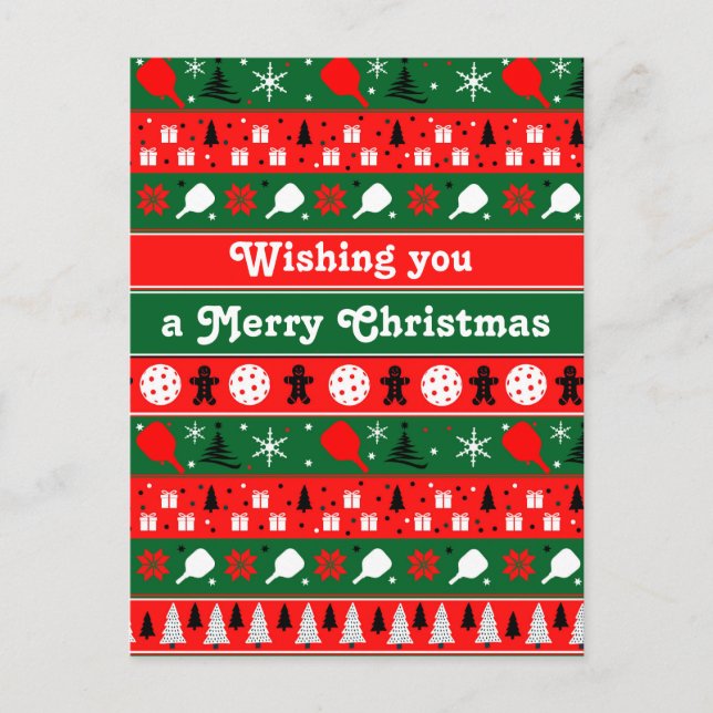 Cartão Postal De Festividades Pickleball Holiday Cheer (Frente)