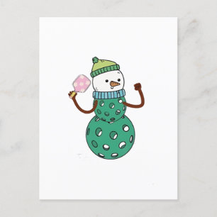 Cartão Postal De Festividades Pickleball Snowman Engraçado Natal Natal