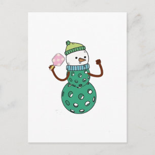 Cartão Postal De Festividades Pickleball Snowman Engraçado Natal Natal