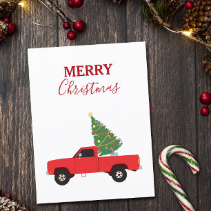 Cartão Postal De Festividades Pickup Truck Árvore de Natal