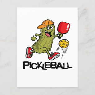 Cartão Postal De Festividades Picles Engraçados Jogando Pickleball 