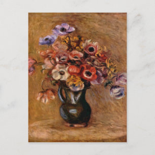 Cartão Postal De Festividades Pierre Auguste Renoir Still Life with Anemones
