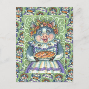 CARTÃO POSTAL DE FESTIVIDADES PIG & ACORN PIE, OBRIGADO FEITO COM AMOR