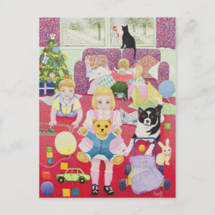 Cartão Postal De Festividades Pijama de Natal do ursinho