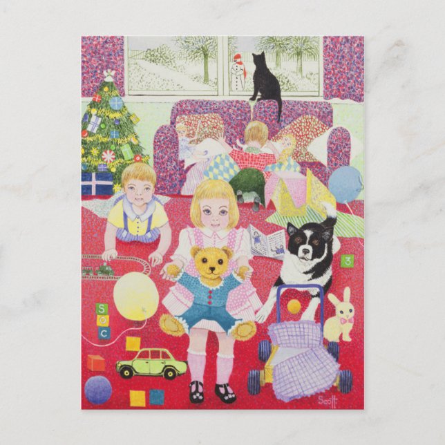 Cartão Postal De Festividades Pijama de Natal do ursinho (Frente)