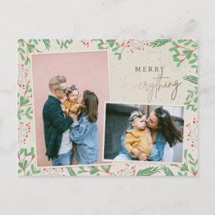 Cartão Postal De Festividades Pine Berries Feliz Todas As Várias Fotografias