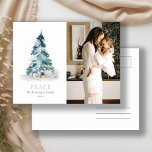 Cartão Postal De Festividades Pine de Natal Pine da Peace Watercolor Foto do Pre<br><div class="desc">Se precisar de mais alguma personalização,  por favor,  sinta-se à vontade para me enviar uma mensagem em yellowfebstudio@gmail.com.</div>