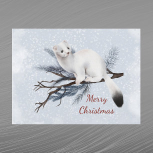 Cartão Postal De Festividades Pine Watercolor Branca de Natal