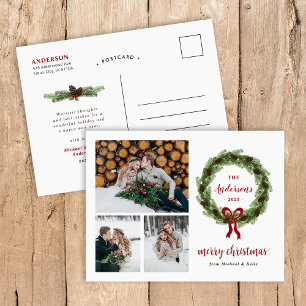 Cartão Postal De Festividades Pine Wreath Feliz Natal 3 Foto