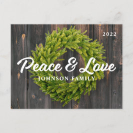 Cartão Postal De Festividades Pine Wreath Wood Russo do País de Paz e Amor