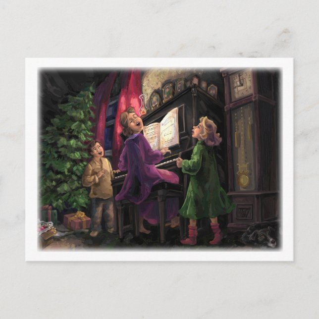 Cartão Postal De Festividades Ping de Natal junto (Frente)