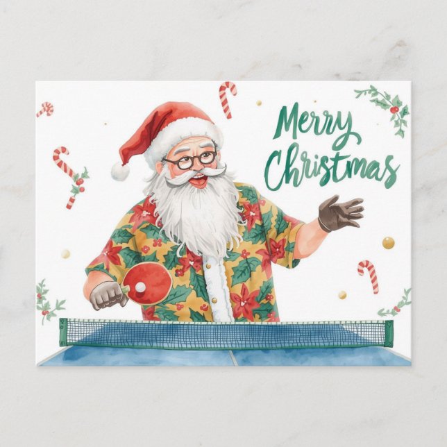 Cartão Postal De Festividades  Ping Pong Christmas Santa Claus Hawaiian Shirt (Frente)