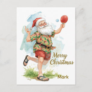 Cartão Postal De Festividades Ping Pong Feliz Natal com Papai Noel Ping