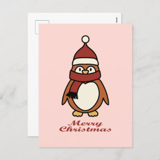 Cartão Postal De Festividades pinguim bonitinho de natal feliz