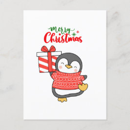 Cartão Postal De Festividades Pinguim Bonito Feliz Natal