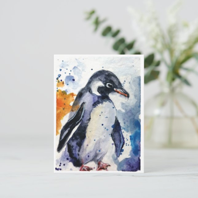 Cartão Postal De Festividades Pinguim Cujo (Em pé/Frente)