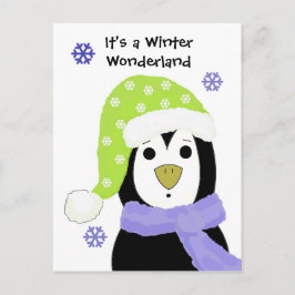 Cartão Postal De Festividades Pinguim de desenho de Natal