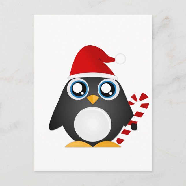 Cartão Postal De Festividades Pinguim de Natal bonito (Frente)