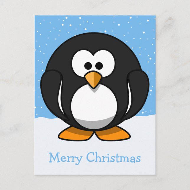 Cartão Postal De Festividades Pinguim Feliz Natal (Frente)