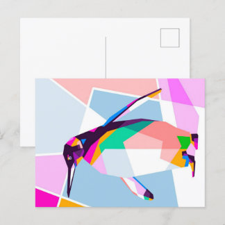 Cartão Postal De Festividades Pinguim - Geométrico | Presente de Arte
