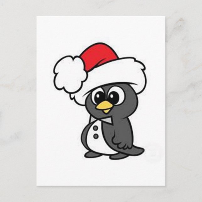 Cartão Postal De Festividades Pinguim Natal (Frente)