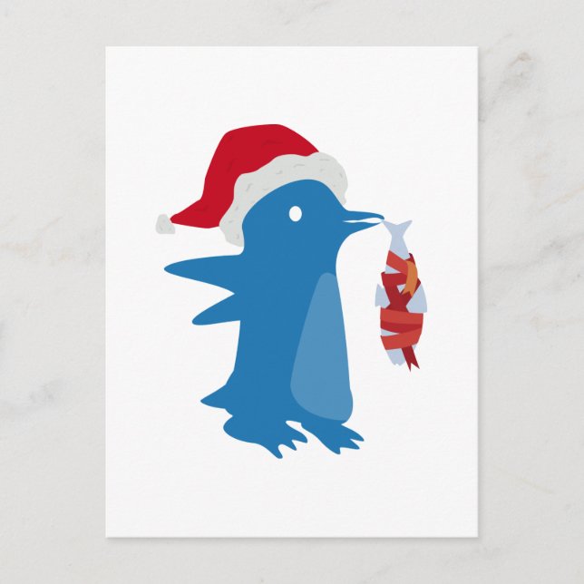 Cartão Postal De Festividades Pinguim Natal (Frente)