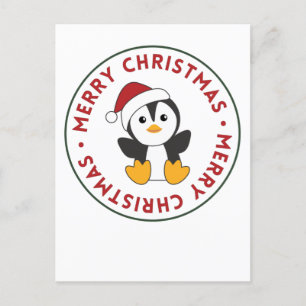Cartão Postal De Festividades Pinguim Natal Neve Pinguins de Pinguins