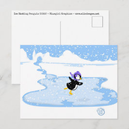 Cartão Postal De Festividades Pinguim Pinguim de Patinação no Natal