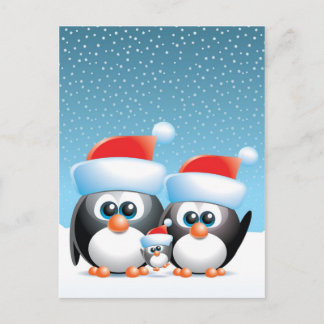 Cartão Postal De Festividades Pinguins de Natal