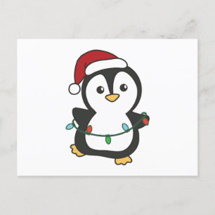Cartão Postal De Festividades Pinguins de Natal de Inverno Pinguins