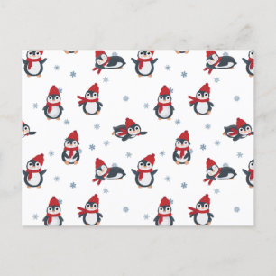 Cartão Postal De Festividades Pinguins-de-raça-branca - Animais do Ártico