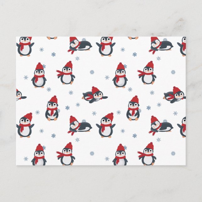 Cartão Postal De Festividades Pinguins-de-raça-branca - Animais do Ártico (Frente)
