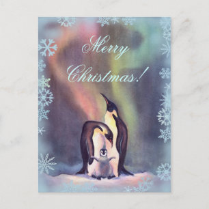 Cartão Postal De Festividades PINGUINS do FELIZ NATAL por SHARON SHARPE
