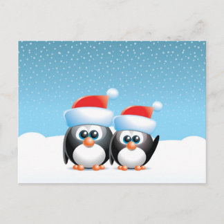 Cartão Postal De Festividades Pinguins do Natal