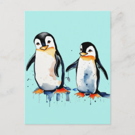 Cartão Postal De Festividades Pinguins lindos