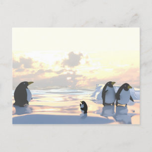 Cartão Postal De Festividades pinguins relaxando numa banquisa