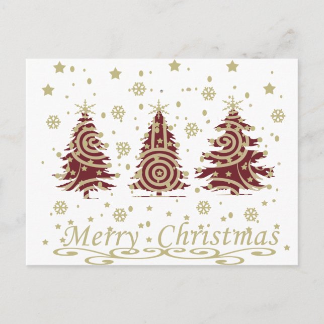 Cartão Postal De Festividades Pinheiros de natal de Natal modernos e decorados (Frente)