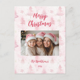 Cartão Postal De Festividades Pinheiros de Natal Rosa Foto Postcard de Férias