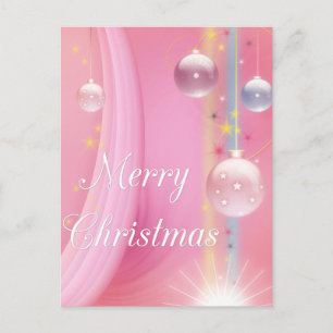 Cartão Postal De Festividades Pink with Bulbs Merry Natal Holiday Postcards