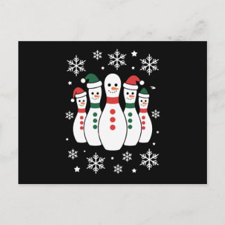 Cartão Postal De Festividades Pinós de Boliche de Natal Boneco de Neve Chapéu do