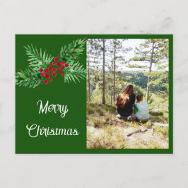 Cartão Postal De Festividades Pintado À Mão De Água Pinheiros Pintados E Berry V