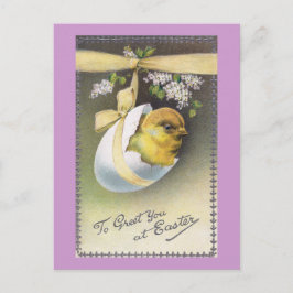 Cartão Postal De Festividades Pintinho na Páscoa de Vintage da Oggshell