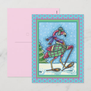 CARTÃO POSTAL DE FESTIVIDADES PINTOS DE NEVE E PINOS DE CASACO