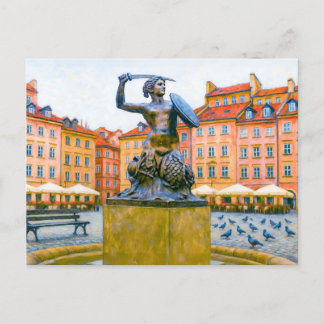 Cartão Postal De Festividades Pintura a óleo de Varsóvia – Cidade Velha com Syre