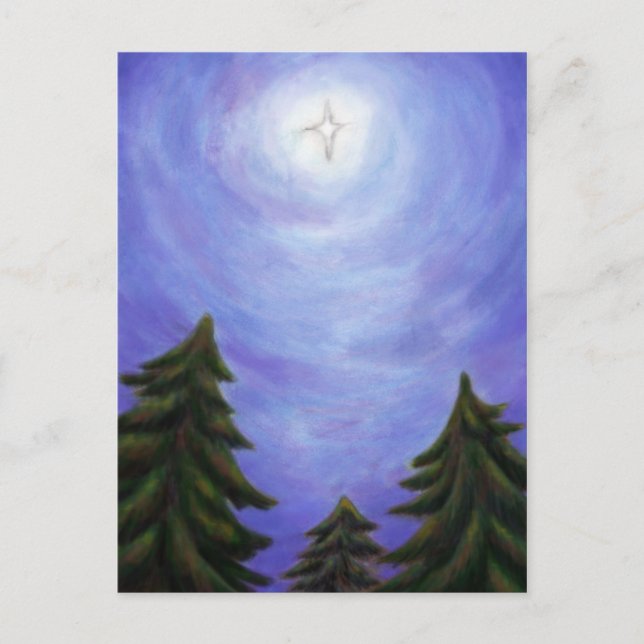 Cartão Postal De Festividades pintura arte natalina estrela do natal brilhando f (Frente)