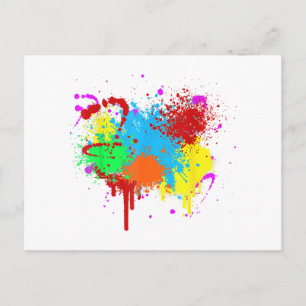 Cartão Postal De Festividades Pintura bonito, pintura com Abstrato de pintura