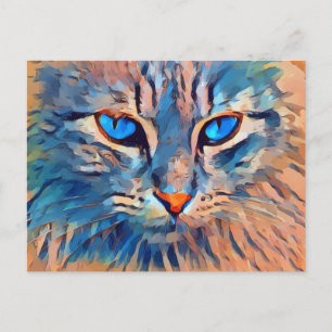Cartão Postal De Festividades Pintura de gato
